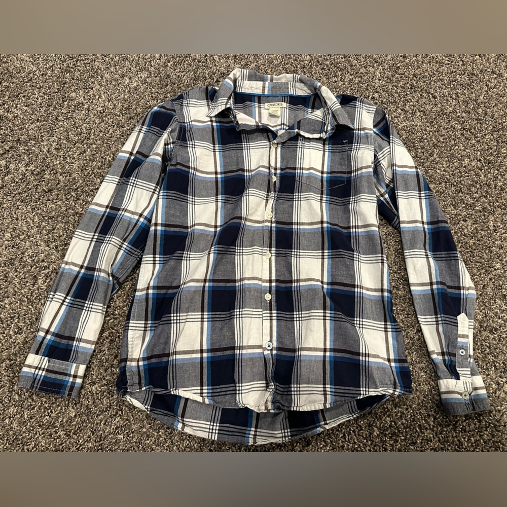 Cherokee Navy and White Checkered Shirt, Boys XL(16/18)